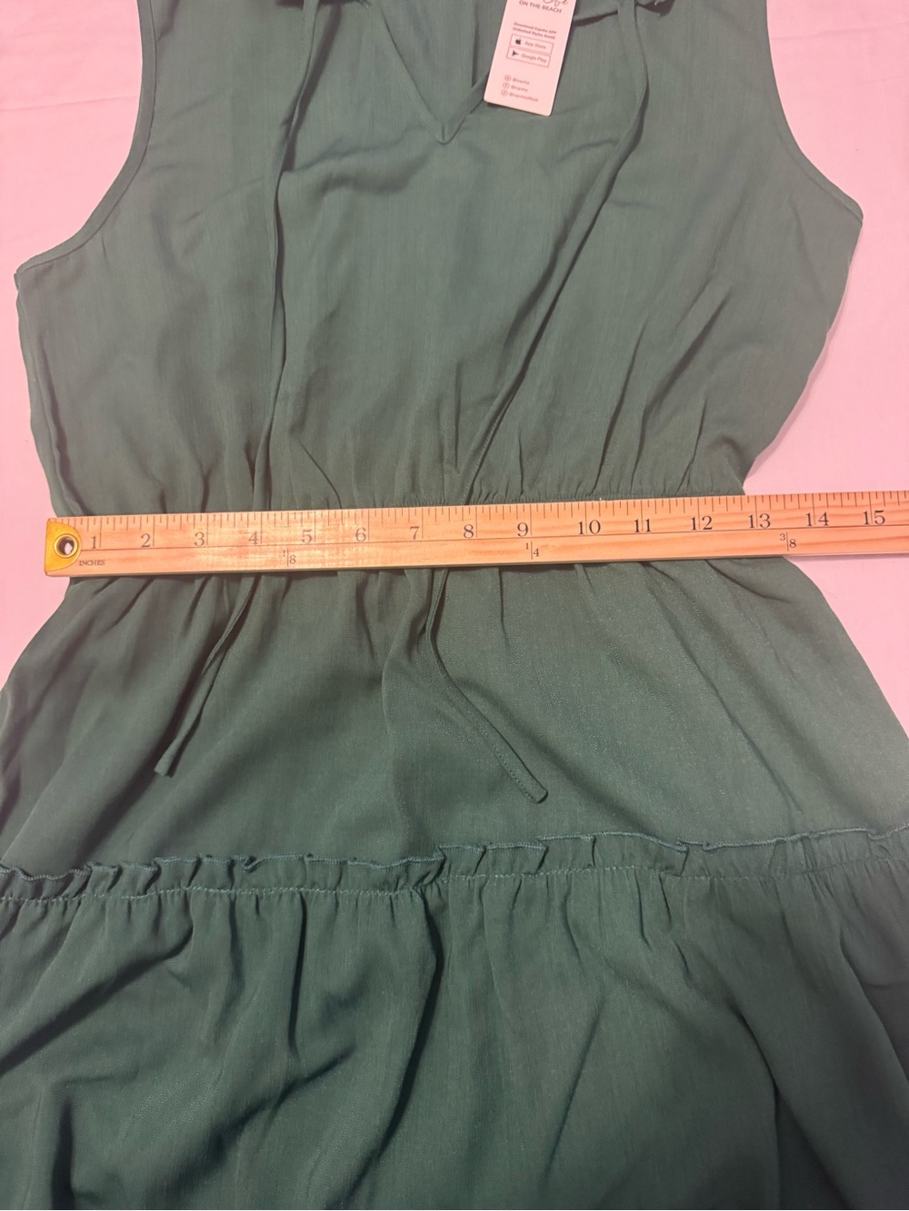 Cupshe Women’s Small Emerald Green Tiered Mini Dress NWT Ruffle Boho - Picture 9 of 10